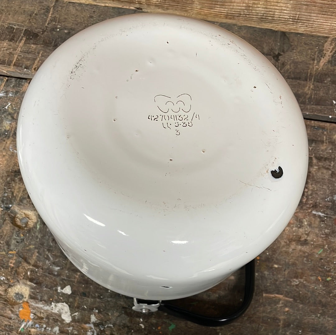 Vintage enamel kettle white with floral decor 3 litre.