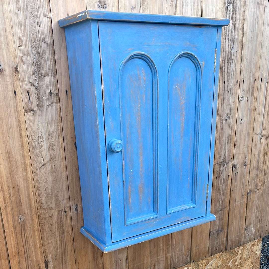 Handcrafted painted wooden cupboard wall cabinet.