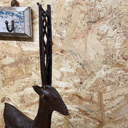 Indian rustic vintage reclaimed metal deer elk sculpture ornament.