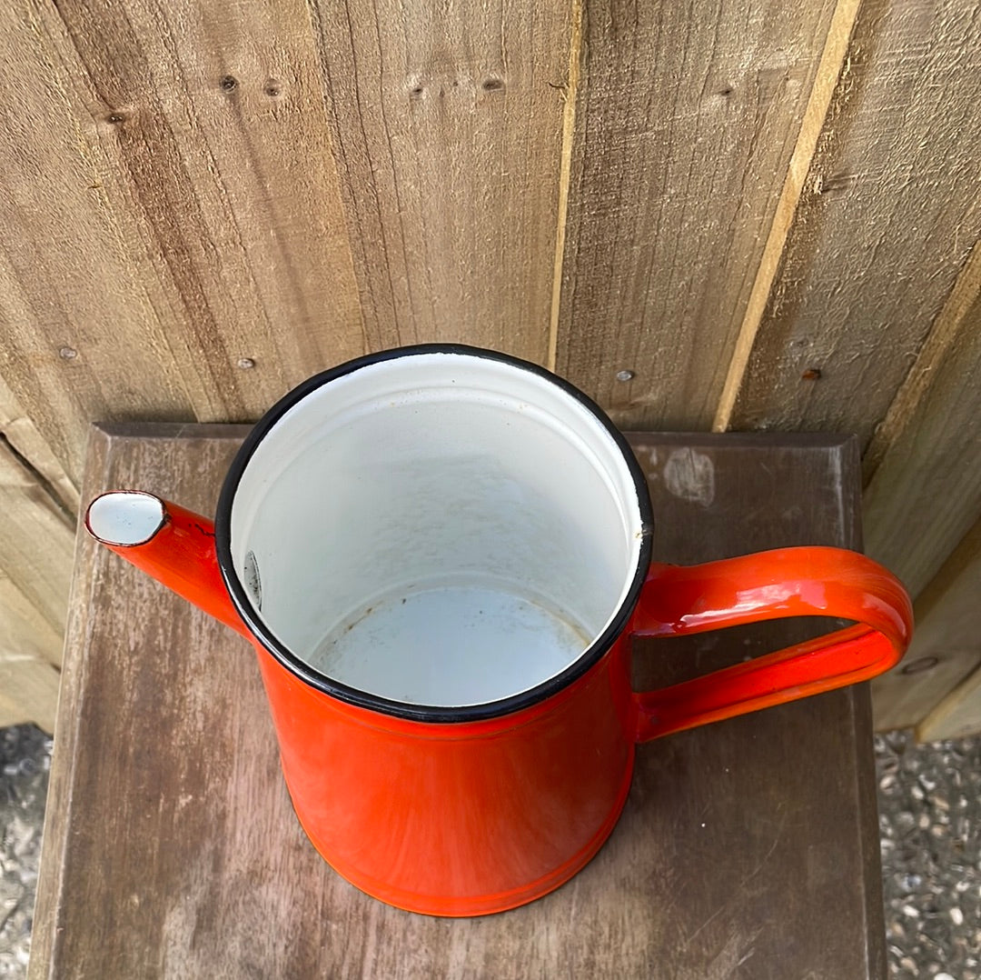 Enamel 2 litre coffee pot No lid, orange.