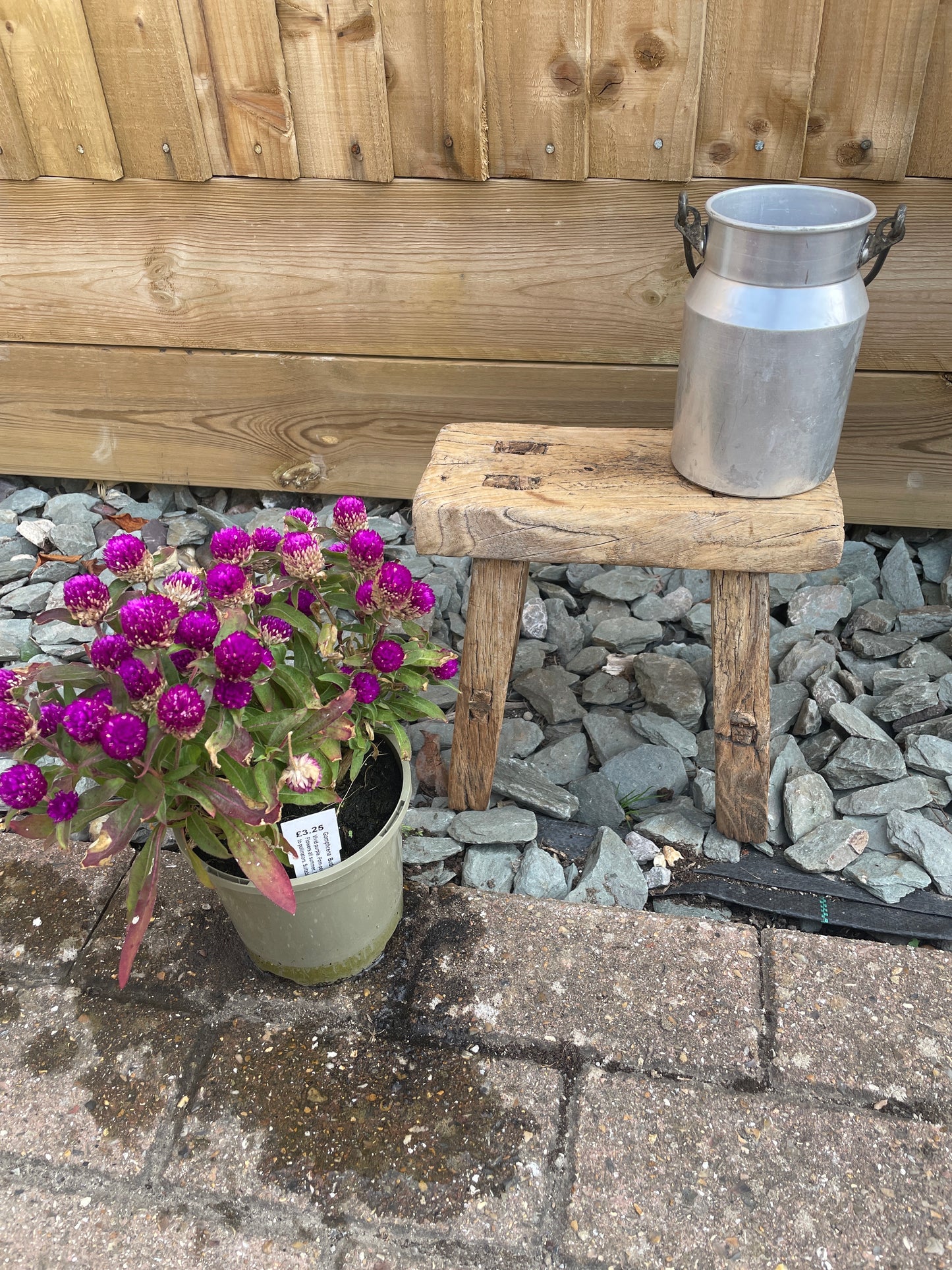 Wooden mini rustic stool bench pot stand side table.