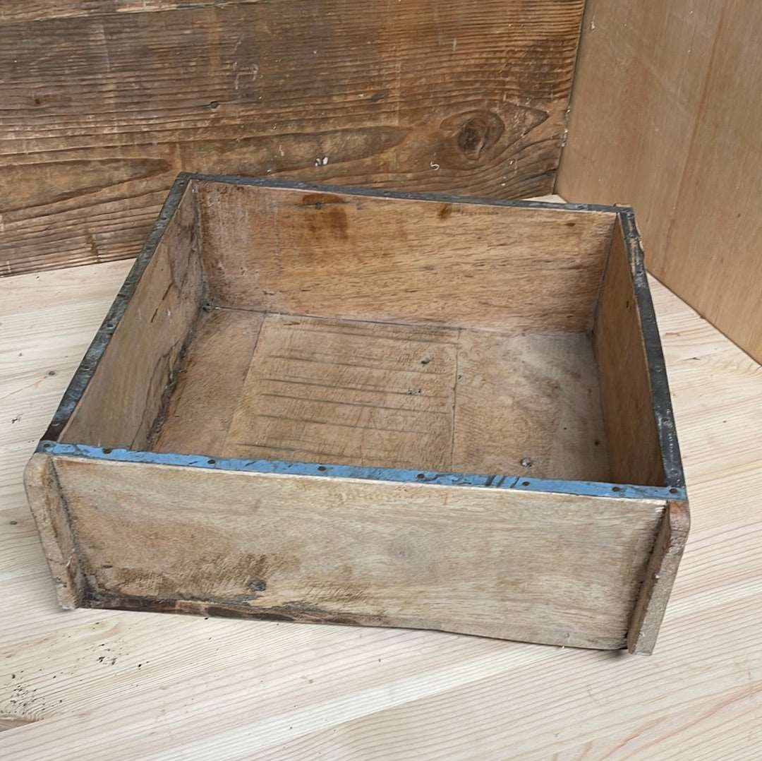 Square Indian rustic wooden brick mould plant container wooden box.