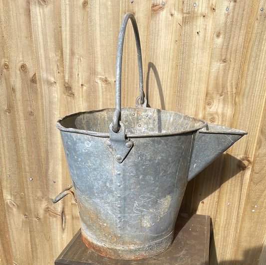 Vintage Galvanised Bucket with Pourer and Handles.