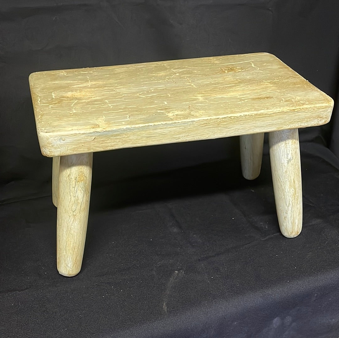 Solid wood painted 4 legged stool small low table pot stand.
