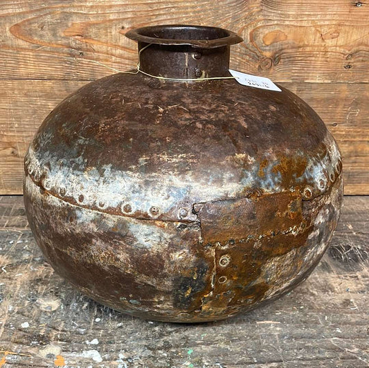 Indian vintage decorative reclaimed metal water pot.