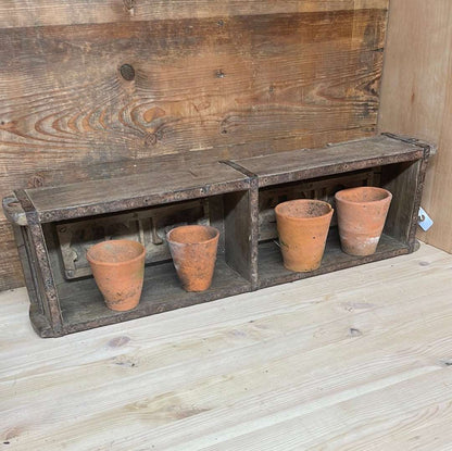 Indian rustic wooden double brick mould plant container wooden box.
