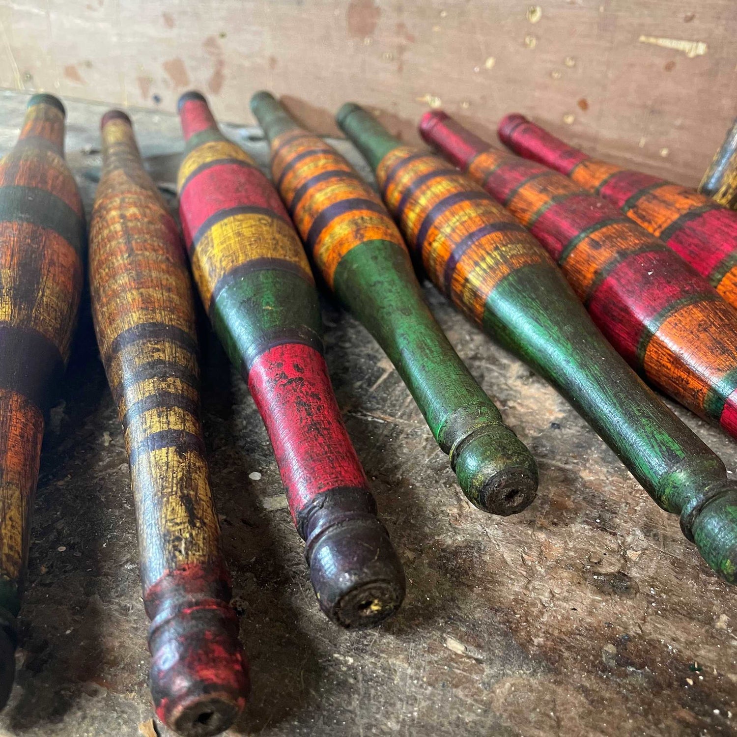 Wooden painted rolling pin Indian chakla-belan, Country Craft Cabin.