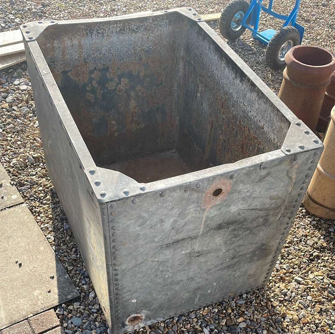 Large galvanised vintage water tank