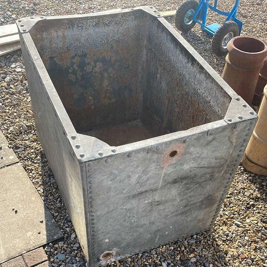 Large galvanised vintage water tank