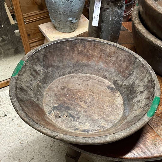 Carved round Asian hardwood parat bowl large.