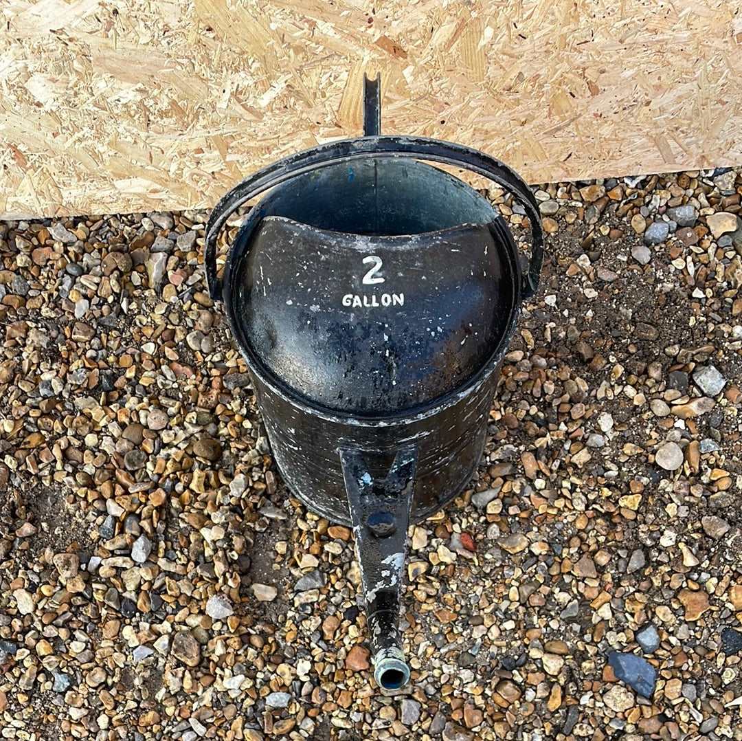 Vintage galvanised watering can, black painted, 2G