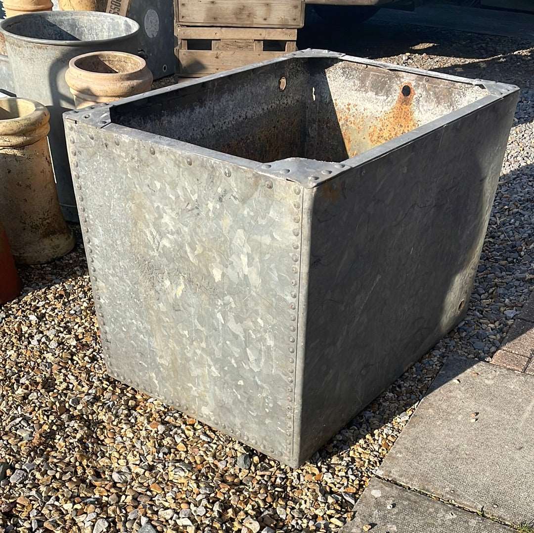 Large galvanised vintage water tank