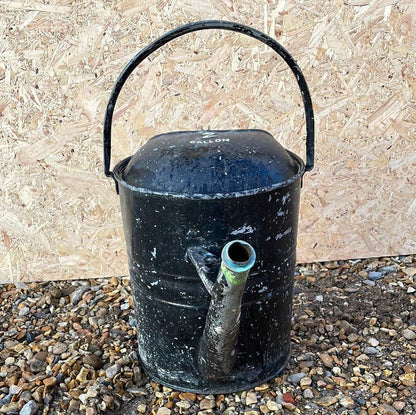 Vintage galvanised watering can, black painted, 2G