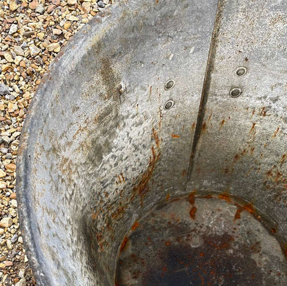 Galvanised tapered bin planter rustic black 45cm.