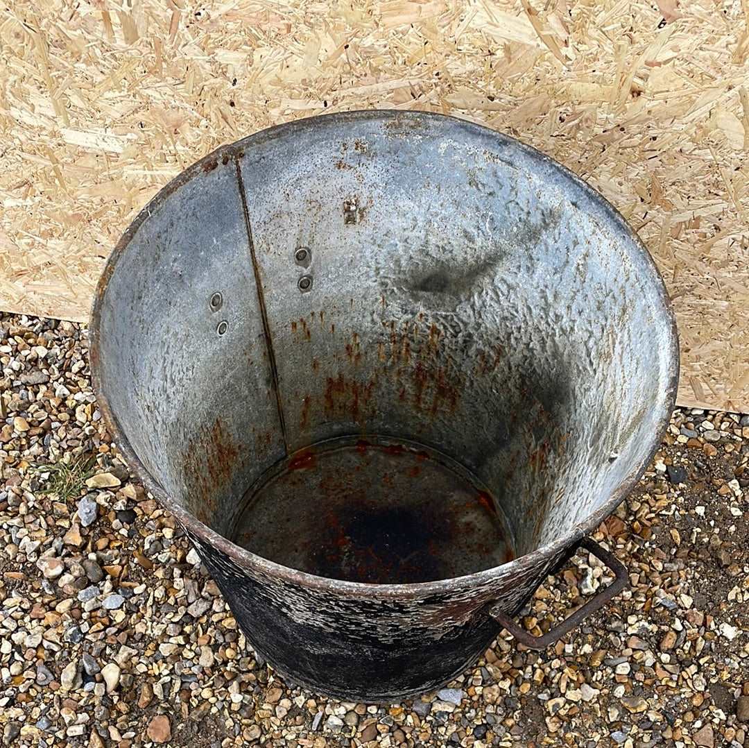 Galvanised tapered bin planter rustic black 45cm.