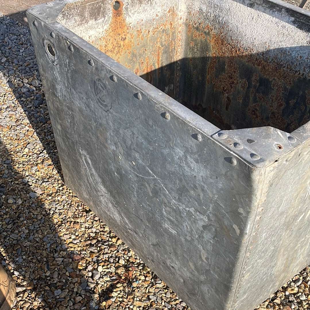 Large galvanised vintage water tank