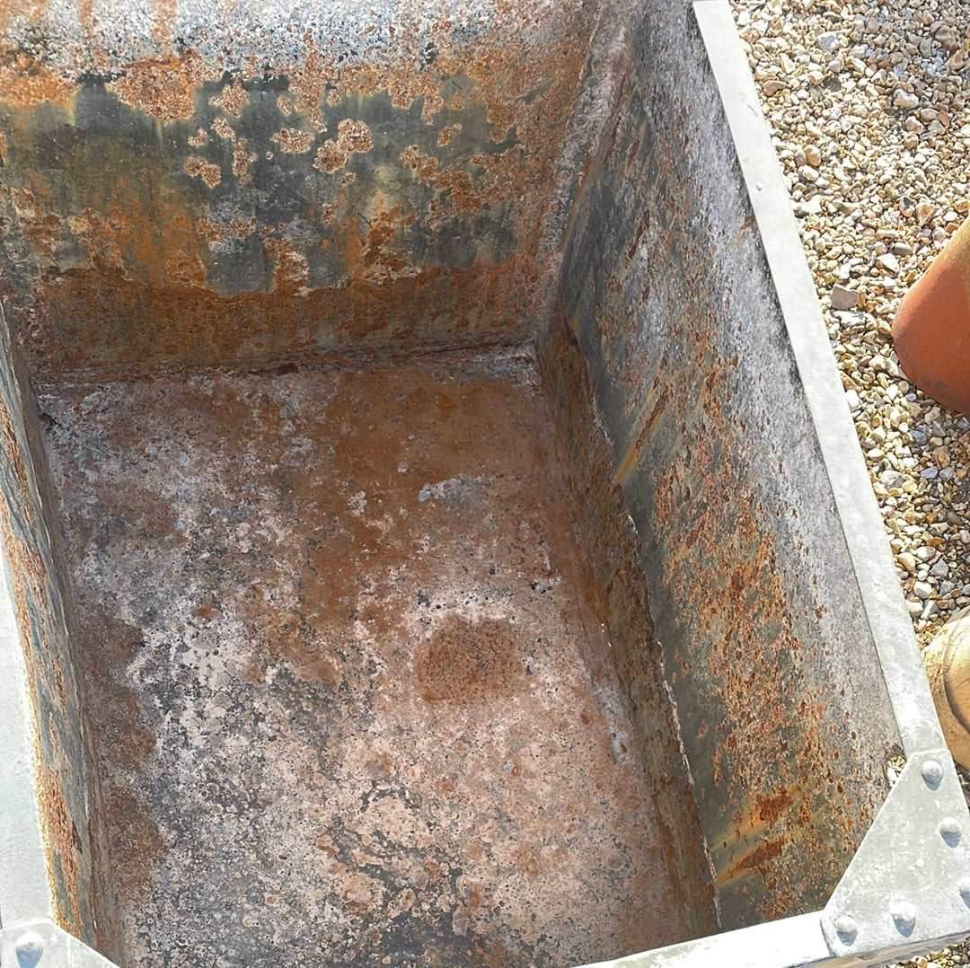 Large galvanised vintage water tank