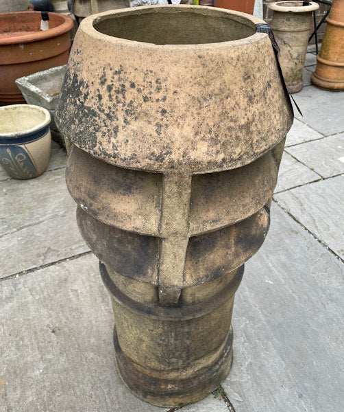 Doulton no 48 buff louvred chimney pot.