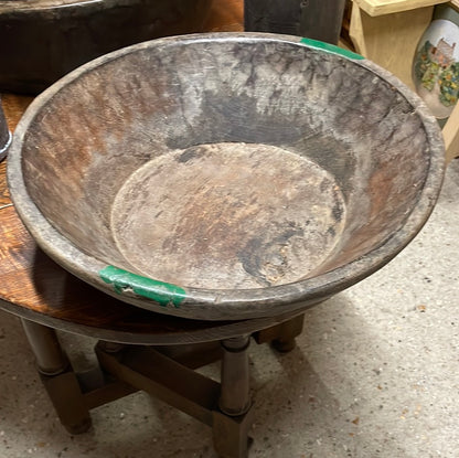 Carved round Asian hardwood parat bowl large.