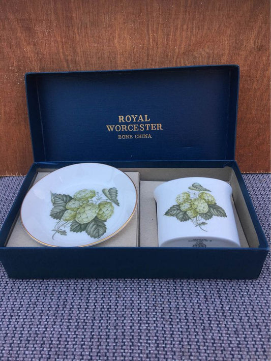 Royal Worcester dish and oval trinket vase, with original box.
